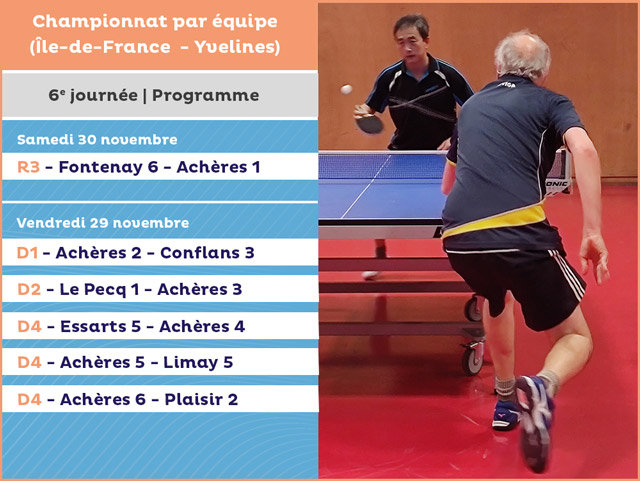 Programme de la 6e journ&eacute;e par &eacute;quipe : 30 novembre et 1er d&eacute;cembre 2024